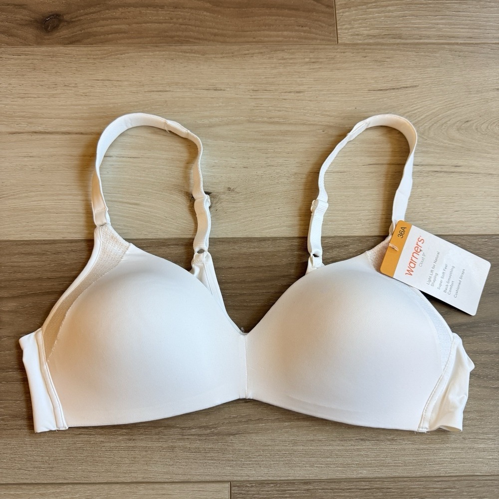 Warner's Womens Cloud 9 Super‎ Soft Wireless Comfort Bra White Size 36A